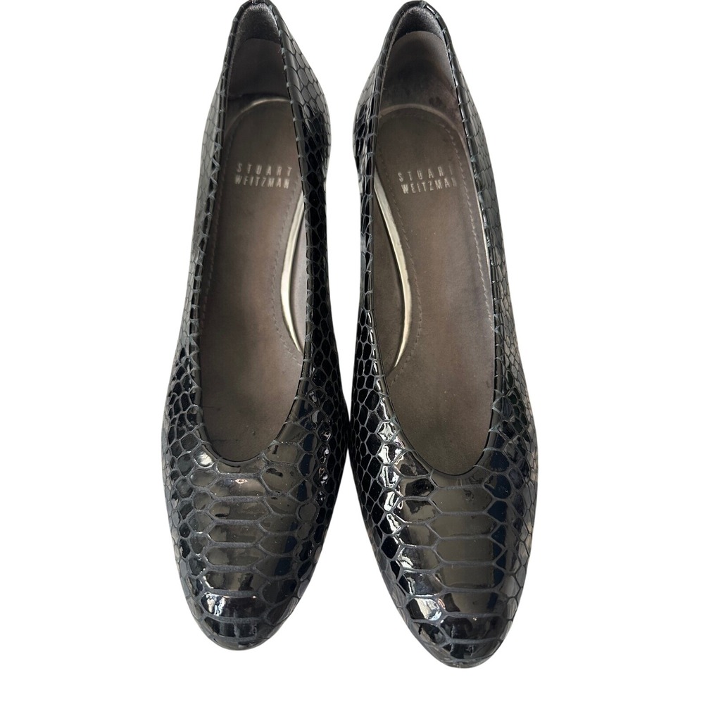 Stuart Weitzman Black Snakeskin Leather Pumps‎ Heels Classic Size 6.5